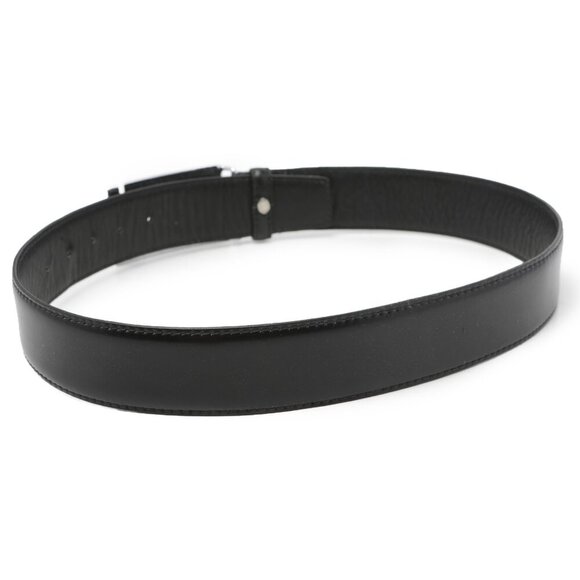 Vintage LONGHI Leather Belt Italy Black Large Silver Statement Buckle Classic - Picture 5 of 9